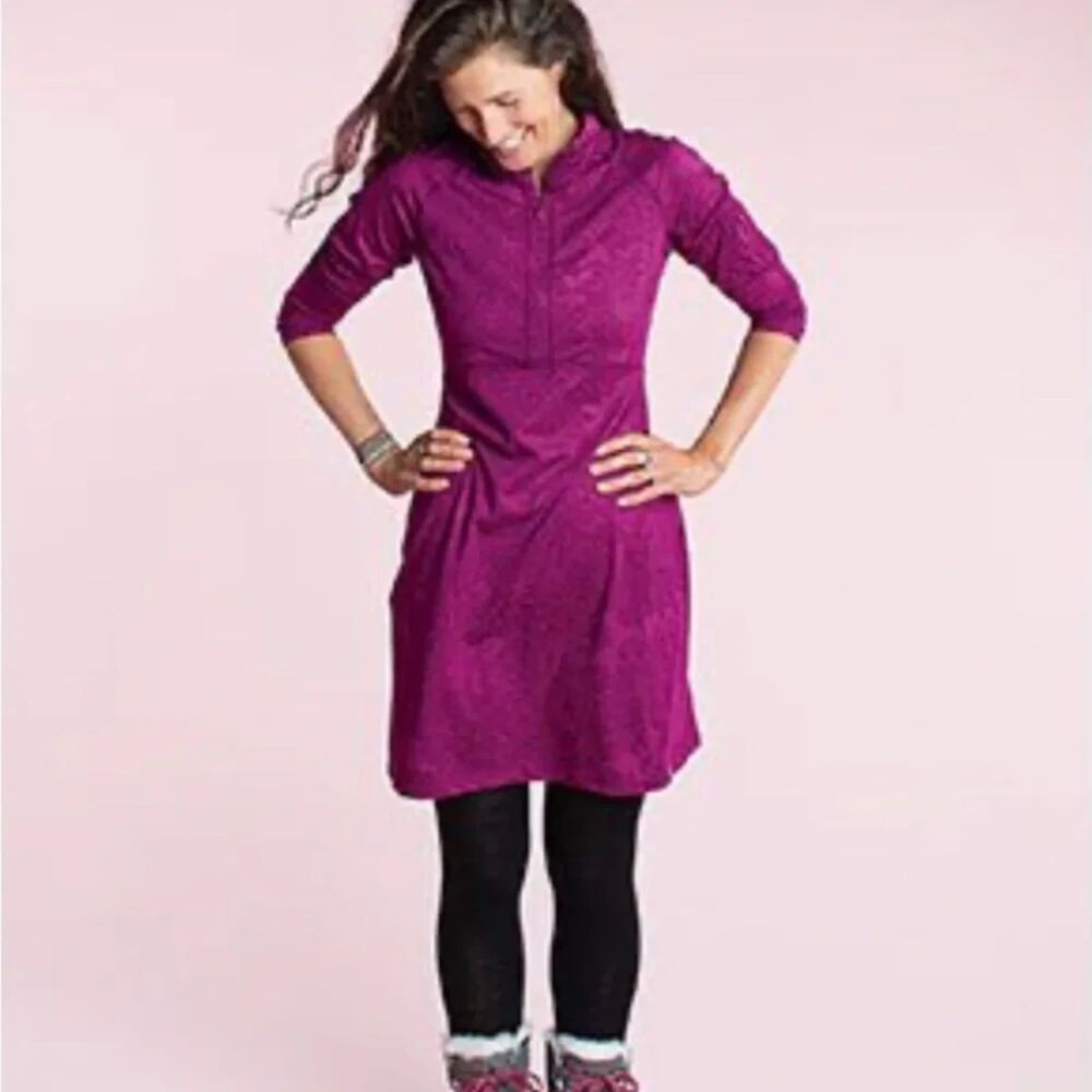 Title Nine Getaway Quarter Zip Athletic Dress in Purple, Medium (D2)